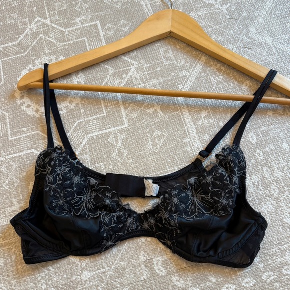 Aerie 36A Black Lace Trim Bra Lingerie - Picture 2 of 4